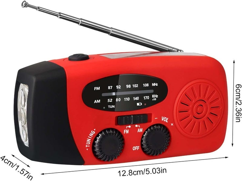 ويوبلز جهاز تنبيه لاسلكي يعمل بالراديو - بنك طاقة AM/FM للهواتف المحمولة، شحن USB، يعمل بالطاقة الشمسية واليدوية - 2000 مللي أمبير، مصباح يدوي وراديو لمعدات النجاة - Image 5